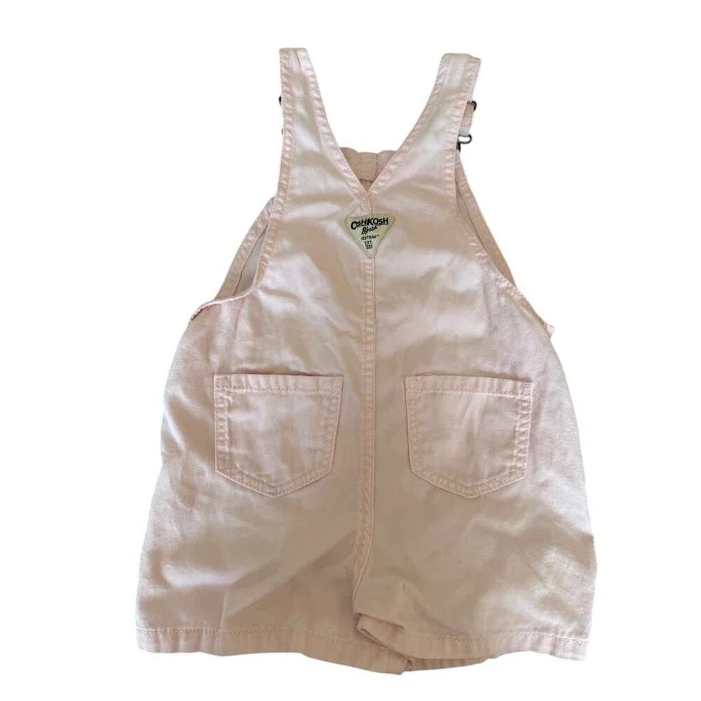 OshKosh B'gosh Girls Pink Vintage Overalls Shorts Size 4T Vestbak